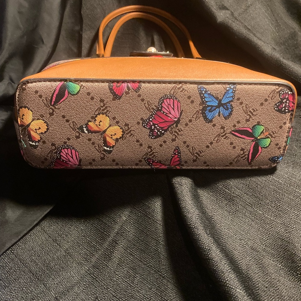American Bee Butterfly Print Tote Bag with Tan Accents - Picture 3 of 5